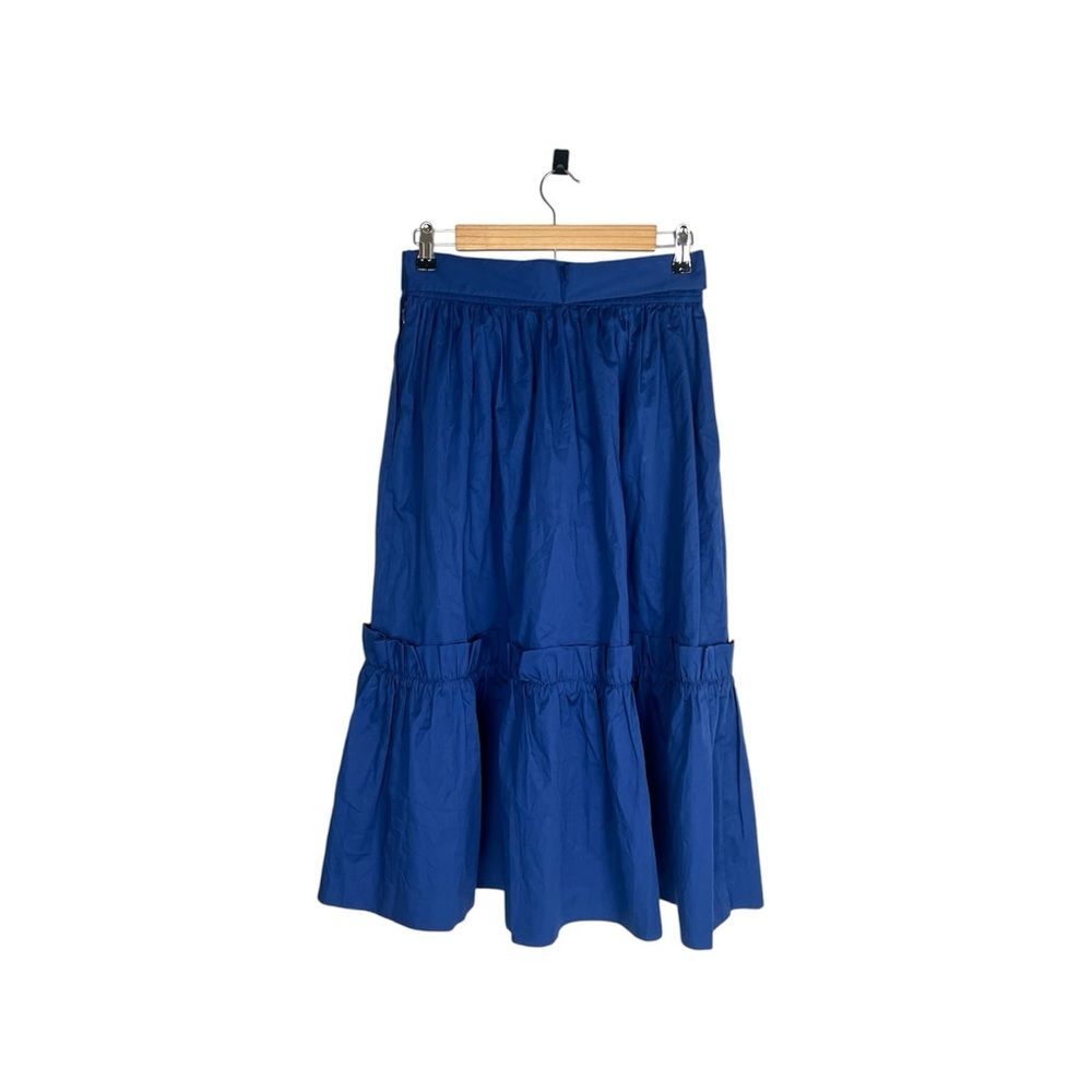 & Other Stories Paris Atelier Royal Blue Tiered Ruffle A Line Bow Tie Skirt - Picture 6 of 6